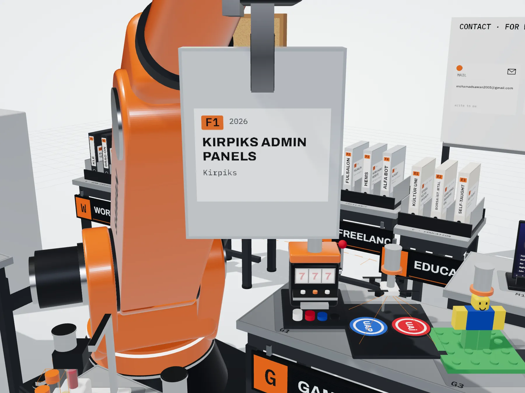 Scale model of the kirpiks admin panels in the arm's gripper