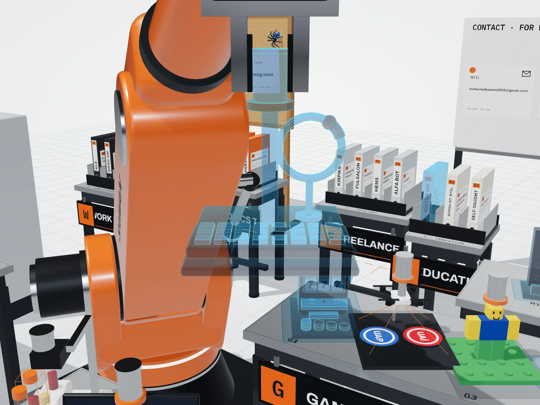 Scale model of the qte trainer in the arm's gripper